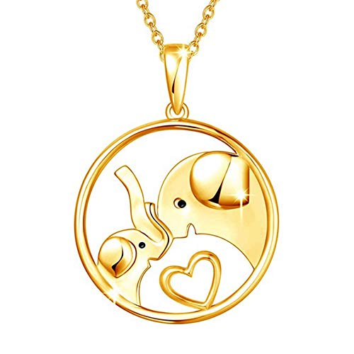 Preisvergleich Produktbild hangzhoushiJacob Elsie Damen Idea Halskette, Elefant Anhänger Halsketten Geschenke für Mama, Frauen Choker Ketten(Goldene)