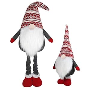 D-FantiX Large Standing Christmas Gnomes, 40 Inch Swedish Tomte Large Gnome Stuffed Plush with Retractable Spring Legs Knitted Hat Scandinavian Christmas Decorations Ornaments Holiday Home Decor