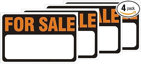 4PCS for Sale Sign Car Sticker, 8 x 12 Vinyl Sale Sign Self-Adhesive Vehicle Decal for Outdoor Indoor Advertising, Auto Window Signage with Large Space, Universal Fit (Style B)