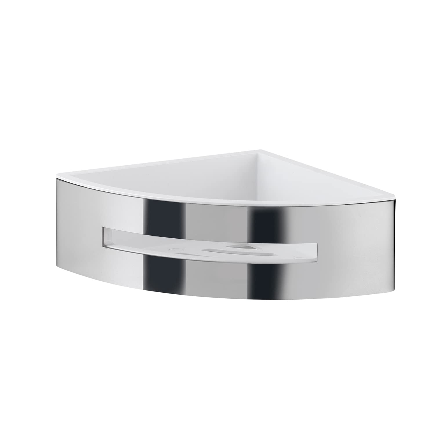 Gedy | Poseidon Stainless Steel Corner Shower, Chrome and White Finishes, Dimensions 7 x 24 x 12.2 cm and Weight 0.8 kg
