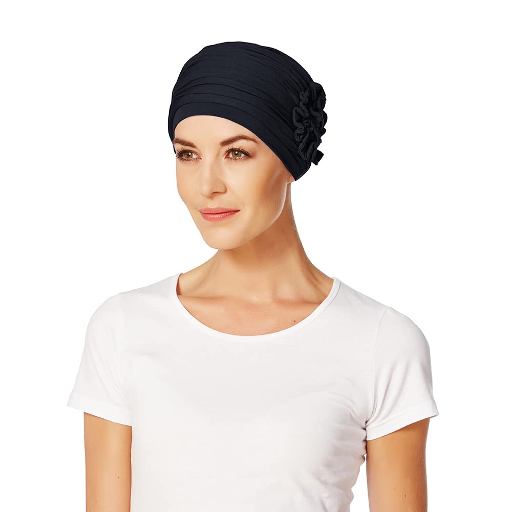Christine Headwear Lotus-Uni Bamboo TurbanHeadwear Chemo (One Size - Blue-Mottled)