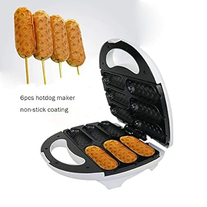 Corn Dog Maker, Corn Dog Waffel Maker, Non Stick Corn Dog Dog Maschine Machen 6 Mais Hunde, Mais Hund Waffel Maschine Machen Mais Hund in Minuten, Hot Dog Toaster (EU-Stecker – Bild 4
