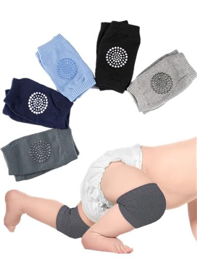 QISLOA Baby Crawling Knee Pads Toddler Leg Warmer Safety Protective Cover Toddlers Learn to Socks Children Short Kneepads Unisex Baby Anti Slip Knee Protectors(5 Pairs)