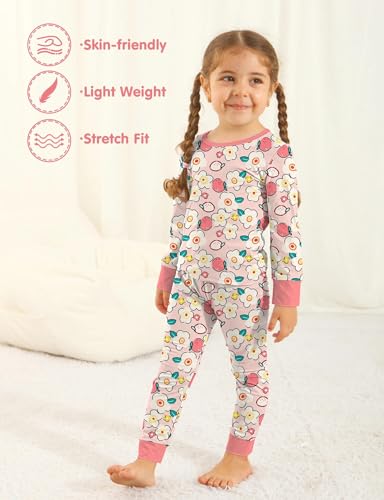 Jimonda Kids Soft Pajamas Sets 2-Piece Toddler Long Sleeve Sleepwear For Girls Boys Top And Pants Outdoor Pjs Size 24M-12Y4