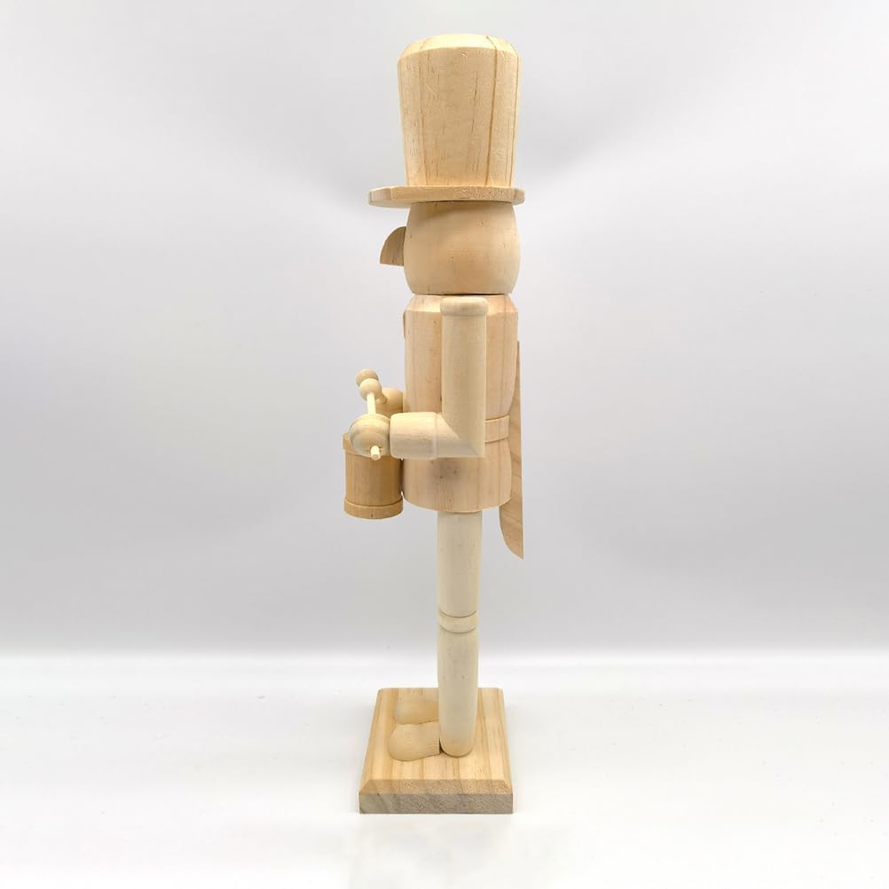 Cabilock Christmas Wooden Unfinished Nutcracker Figures 14.96 Inch DIY Blank Unpainted Nutcracker Soldier Figures Puppet Ornament for Adults Arts Project Christmas Ornaments Decoration