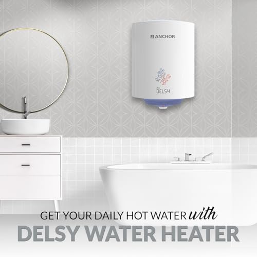 Image of Anchor by Panasonic New Delsy Geyser 15 litre, 5 Star Rated Storage Water Heater with Copper Heating Element, Powerful 2000W Heating Element (White, 2 Yrs Warranty, Free Installation)