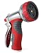 Pixpri Garden Hose Nozzle - Pistol Grip Rear Trigger - Heavy Duty Metal, 9-Pattern Water Sprayer for Watering Plants, Flowers, and Pets - Washing Cars, Cleaning Gutters - Flow Control Knob
