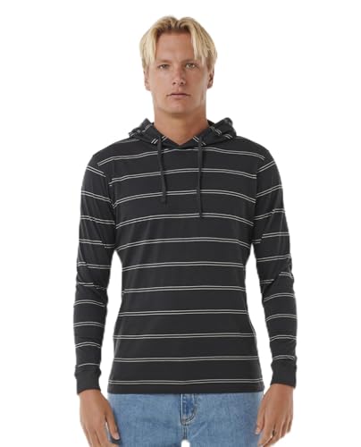 T-Shirt à Capuche Rip Curl Homme en Coton Rayé Bleu et Blanc