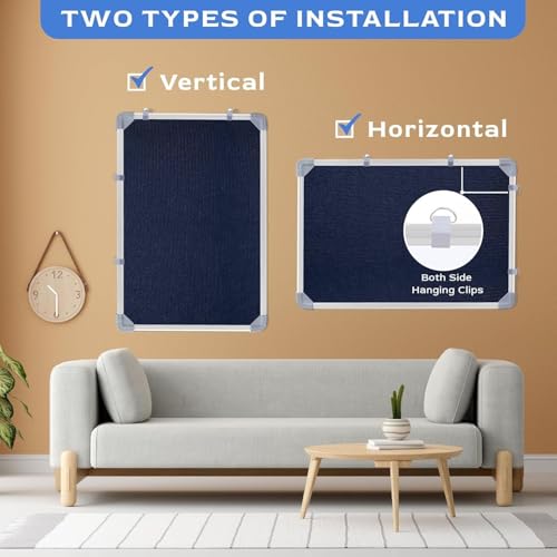 Image of Notice Board with High Resilience Foam Fabric | Soft Board /Pin Up Board /Bulletin Board for Office, School & Home | Durable Display Board for Notes, Photos & Reminders (Blue, 1 X 2)