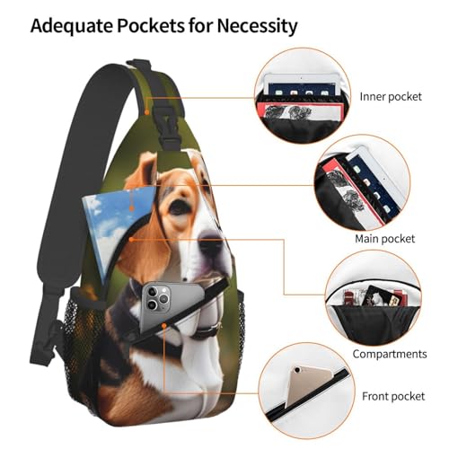 Mochila cruzada con estampado Beagle para deporte y senderismo miniatura 4