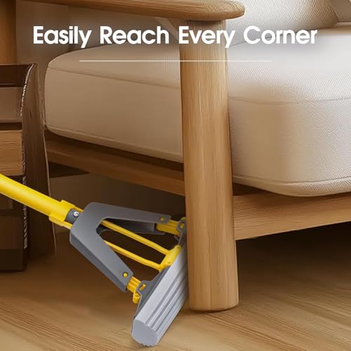 Image of Premium Sponge Hands-Free Squeeze Mop Pocha: Quick-Dry, Superior Water Absorption, Ideal for Bathroom Floor and Wall Cleaning with Long Handle