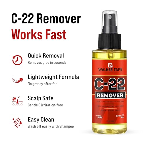 Image of Walker Tape C22 Remover | Adhesive Remover For Hair Wigs & Patches,Hair Toupees & Extensions| Fast Cleaner | Fast-Acting | Citrus Flavor | Skin Safe | Pack Of 2 (118 ML)