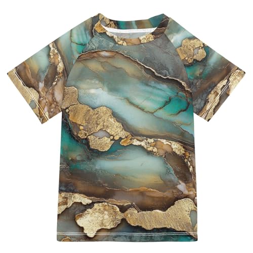 Kids Bathing Suit Short Sleeve Big Girls Swimsuit 11T Marble Brown