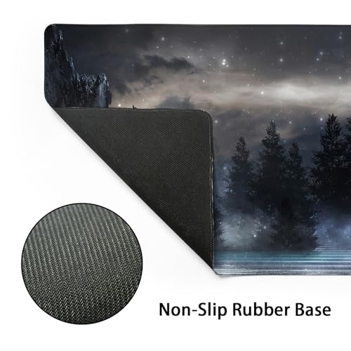 Image of Kawani Forest Extra Large Black Gaming Mouse Pad Non-Slip Rubber Giant Mountain Mousepad 31.5x11.8in with Stitched Edge Waterproof Keyboard Pads Computer Desk Laptop Mat for Work Game Office Home