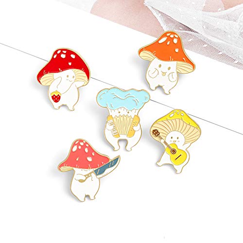 image for COLORFUL BLING 5 Pcs Enamel Cute Mushroom Pin Brooches Lapel Badge Car