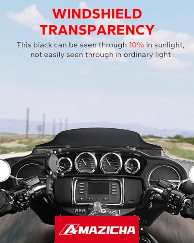 Image of Amazicha Black 4.5 inch Wave Windshield Windscreen Compatible for Harley Davidson Touring Electra Glide Street Glide 2014 2015 2016 2017 2018 2019 2020 2021 2022 2023