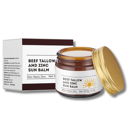Non Nano Zinc Oxide Sunscreen,Natural Organic Beef Tallow Sun Cream,Zinc Oxide Sunscreen for Skin,Tallow Sun-screen for All Skin Types,UVA/UVB Protection Suncream for Face & Body,Factor 50 Sun Cream