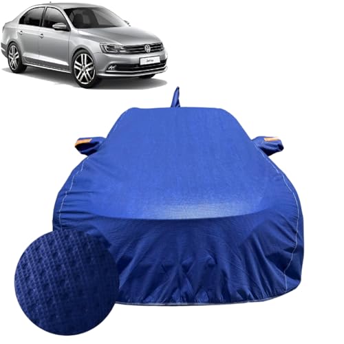 Image of Car Cover Compatible for Volkswagen Jetta (2015-2018) | 100% Waterproof Cover with Reflective Mirror Pockets | Dustproof, Scratchproof, Heatproof Jetta Car Cover |Soft Cotton Lining| Blue