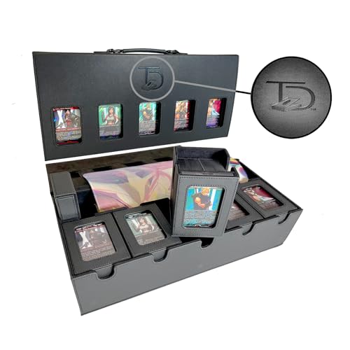 TopDeck Duelist Box | Holds 5 Commander Decks & Playmat | MTG One Piece Riftbound Lorcana Yugioh Cards | 5 IN 1 Removable Card Case Dice Tray Display Window TCG 5 Magnetic One Touch