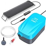Pawfly Aquarium 15-40 GPH Compact Air Pump Quiet Oxygen Aerator Pump with Aquarium LED Light for 12 to 18 Inch Fish Tanks