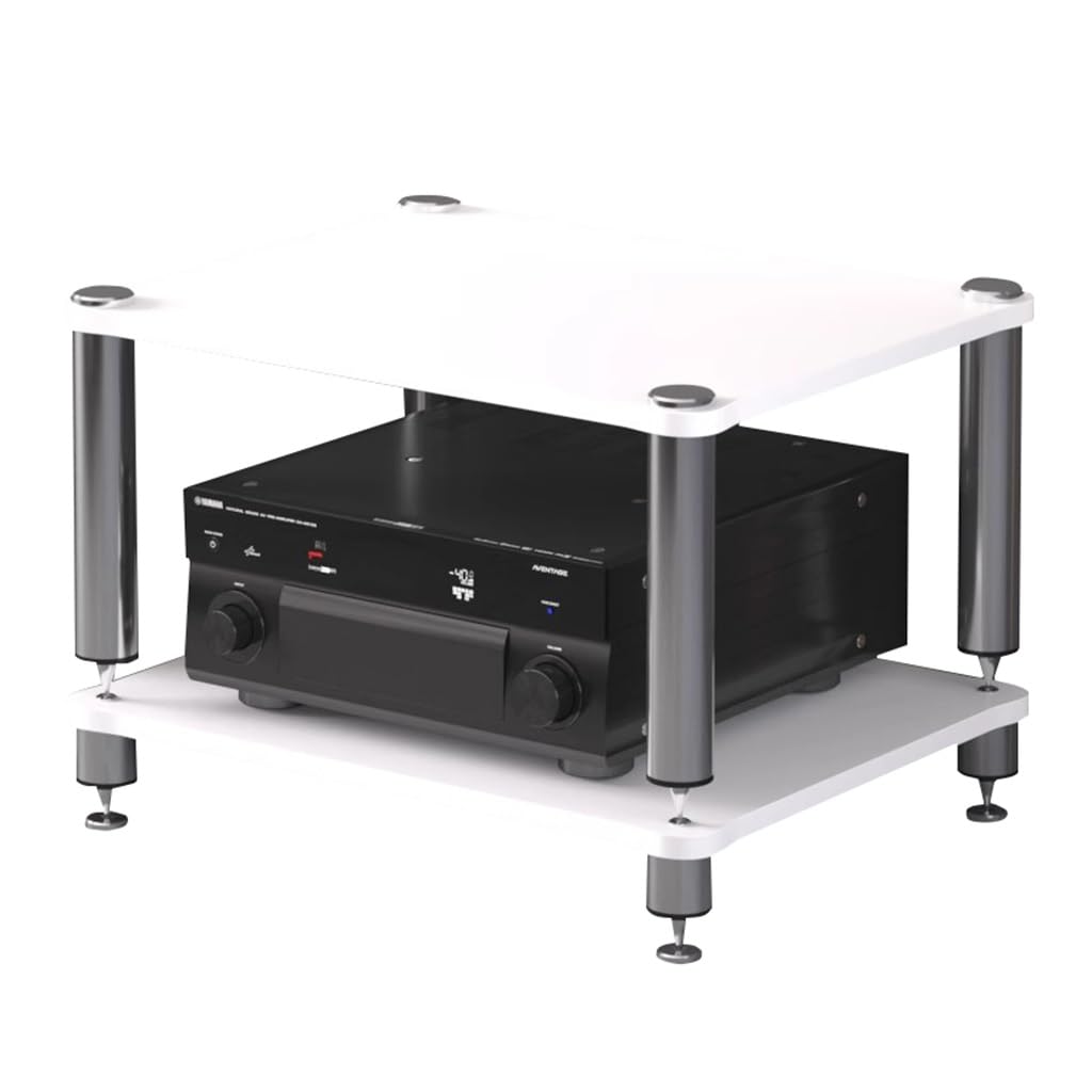 Easnuroz HIFI Audio Cabinet 2/3/4-Tiers HIFI Record Player Stand HiFi Racks And Stands Audio Rack Cabinet AV Shelf TV Table For Amp/Turntable/Sky Box/Printer (White, 60 * 48 * 38cm(2Tier)) — image 1
