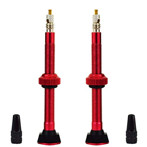 Válvulas Tubeless Stem Bicicletas Tubeless Neumático Válvula Vástago Aleación 2pcs con Tapa de Válvula Cubiertas Polvo 40mm 60mm Múltiples Colores (40mm, Rojo)