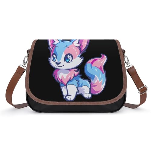 Trans Fox Transgender Crossbody Purses for Women PU Leather Shoulder Bag Handbag Clucth