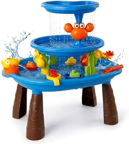 3-in-1 Sand and Water Table for Toddlers Ages 3+, Large Outdoor S...