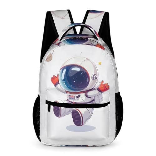 WECECE Plecak szkolny astronauta, dla chłopców w wieku 9-13 lat, torba na książki, kosmiczny, klasa 4-8, plecak z kieszeniami bocznymi, 43 x 32 x 15 cm, do szkoły, na książki, zeszyty do codziennego