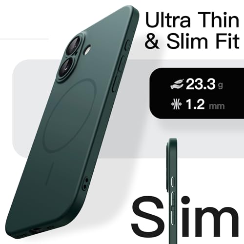 Image of JETech Magnetic Slim Case for iPhone 17 6.3-Inch, Compatible with MagSafe, Ultra-Thin Lightweight Minimalist Phone Cover with Matte Finish and Full Camera Lens Protection (Midnight Green)
