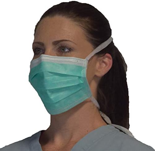 Protect U Guard Tie-On Mask - Green - 2 Boxes of 50 Masks