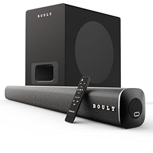 Boult Just Launched X120 2.1 Channel Bluetooth Soundbar with BoomX Subwoofer, 120-Watt Output Surround Sound, EQ Modes, Remote Accessibility, USB/HDMI/AUX & Optical Fiber Connectivity Sound bar for TV