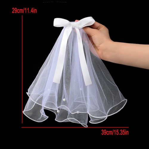 AWOCAN Schleier für Hunde, Katze, Haustiere, Brautkostüme, Valentinstag, Hochzeit, Party, Dekoration, Hundehaar-Schleifen, Clips, Haarnadeln, Kopfbedeckungen, Hundehaarschmuck (Weiß-2)
