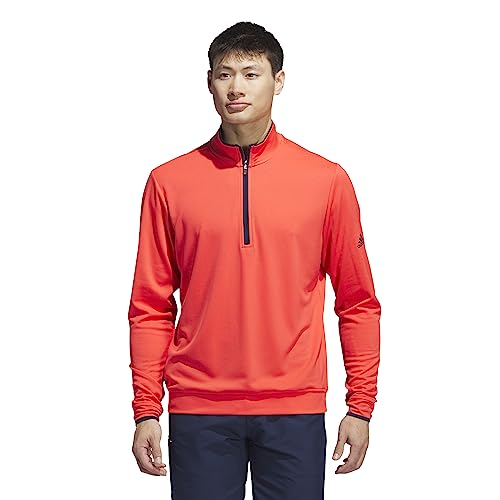 Sweat adidas rouge vif col zippé en taille XL pour homme