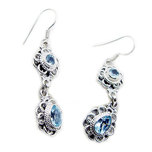 Boucles d'oreilles topaze bleue vintage en argent pour sublimer vos tenues de soirée