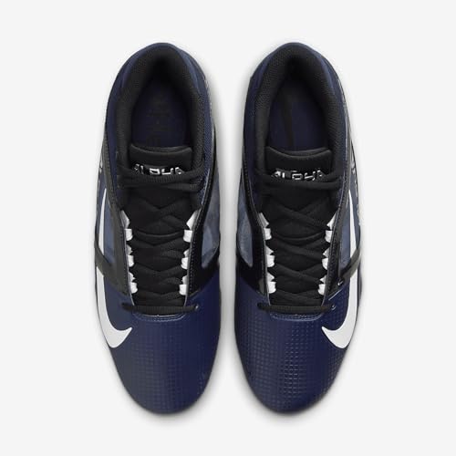 Nike Alpha Menace 4 Pro Football Cleats (FD7037-401, Midnight Navy/Metallic Silver/Obsidian/White) Size 144