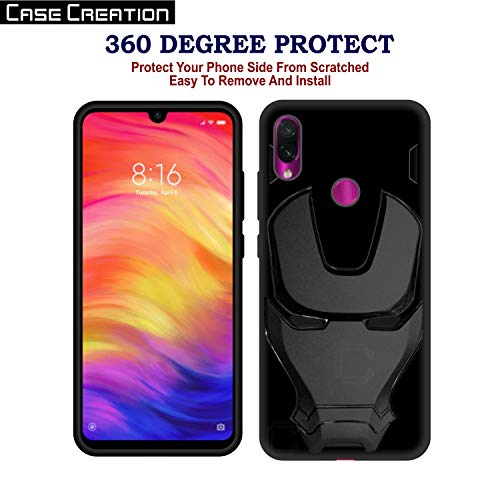 Image of COVERLY Official 3D Touch Feel Trending Avengers Logo Mask Soft Rugged Grip Iron Man Super Power Cartoon Movie Engraved Silicone Matte Back Cover for Xiaomi Redmi Note 7 Pro - Black
