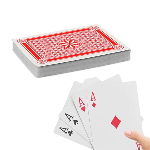 JUGUTA 1 Jeu de Cartes à Jouer au Poker Géant, Jumbo Poker Cards, Jeux de Carte Géantes, Jeux de Cartes pour BBQ en Famille et Poker au Casino, Intérieur et Extérieur,17×12cm
