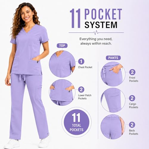 M&M SCRUBS Women’s Cargo Scrub Set (Lavender, Medium) by M&M SCRUBS - Used condition - Image 4