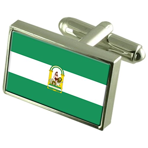 Gemelos de la Bandera de Andalucía en Plata Esterlina Regalo Institucional