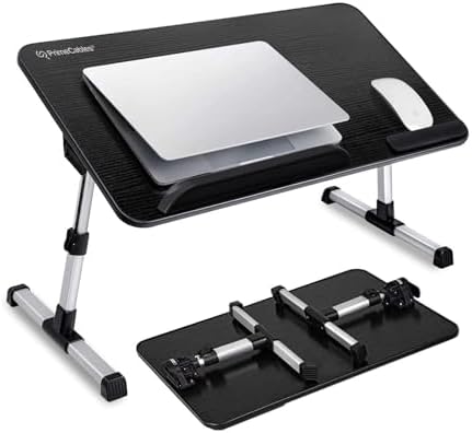 PrimeCables Adjustable Laptop Bed Table - 5 Heights/3 Angles | Foldable Lap Desk for Couch, Sofa & Standing Work | Sturdy Non-Slip Surface | Perfect for Reading, Breakfast & Office Use
