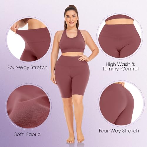 MOREFEEL 4 Pack Plus Size Biker Shorts for Women XL-4XL – 8" High Waisted Non-See Through Workout Super Soft Yoga Shorts4