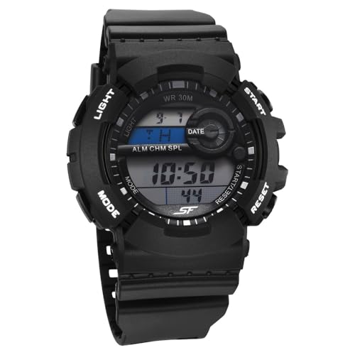 Image of SF Sporty Digital Black Dial Polyurethane Strap Watch for Men-77130PP01W /NT77130PP01W