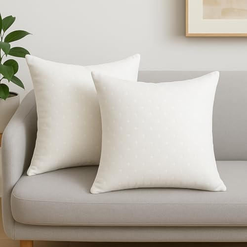 Image of Orchid Cushion Inserts for Sofa 20x20 Inch Pack of 2, Microfiber Filled Soft Square Cushions for Couch, Chair, Bed & Decorative Covers, Fluffy Support Pillow Pads, White