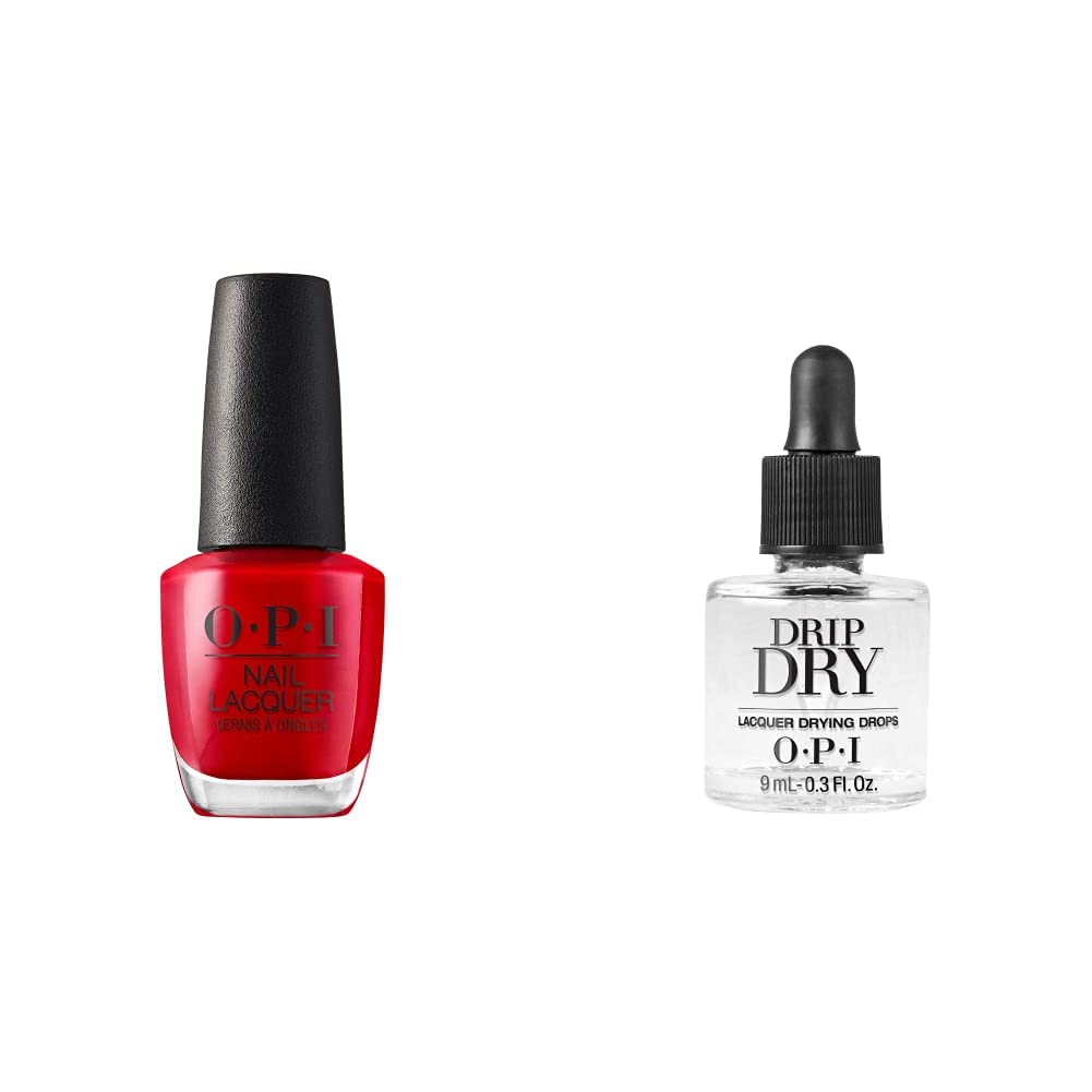 O.P.I Nail Polish and Nail Lacquer Drying Drops, Big Apple Red, 15ml
