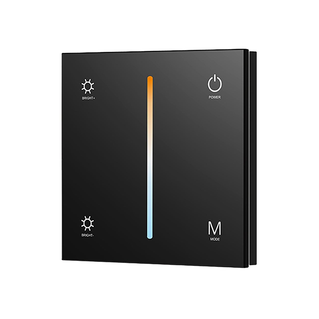 Black 4CH*3A DC 12V-24V 2.4GHz RF Wall Mounted Touch Glass Panel Controller for CCT LED Strip Lights