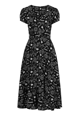 Hell Bunny Robe Hello Goodbye Femme Robe Longue Noir/Blanc S 100% Viscose
