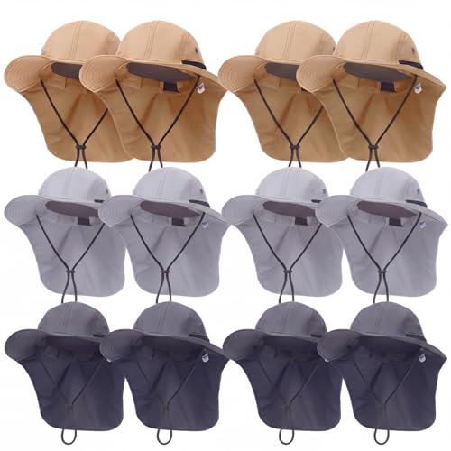 Image of Therwen Sun Hats with Neck Flap for Men Women Unisex Hiking Safari Hat Wide Brim UV Sun Protection Cap for Outdoor