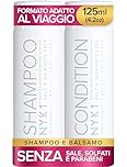 NYK1 Shampoo E Balsamo Per Capelli Senza Sale E Solfati (Set Iniziale 125ml x 2) Set Di Shampoo E Balsamo Senza Solfati Per Extension, Colore E Trattamento Alla Cheratina - Detersione Delicata