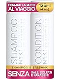 NYK1 Shampoo E Balsamo Per Capelli Senza Sale E Solfati (Set Iniziale 125ml x 2) Set Di Shampoo E Balsamo Senza Solfati Per Extension, Colore E Trattamento Alla Cheratina - Detersione Delicata